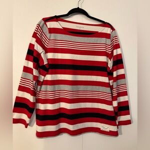 Talbots Red and Black Striped Top